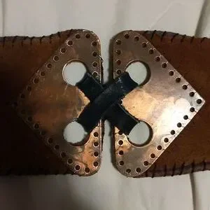 Vera size m vintage Brown whip stitch belt with copper accents Whipstitch Leather Belt - Espresso – dolce MODA main image 2